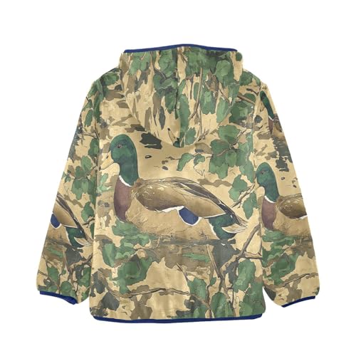 Ducks Swimming Among Greenery Toddler Fleece Jacket Girl Boys Hooded Fleece Jacket Coat Warm Outwear Zip-up 3-10T2