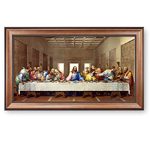 The Last Supper by Leonardo Da Vinci The World Classic Art Reproductions,Giclee Prints Framed WallArt for Home Decor,Image Size:30x16 inches,Bronze with Black lip Framed Size:33.75x19.75 inchs