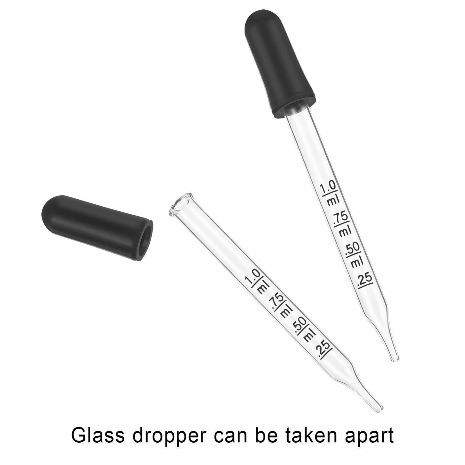 Pipettes en verre de 1 ml pour huiles essentielles - Pointe droite oblique - Pipettes de démoulage - Mesure précise