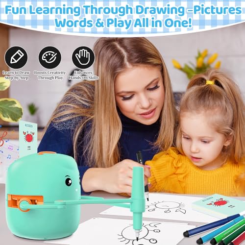 Drawing Robot for Kids with 150 Learning Cards and 17 Colorful Pens, Voice Interactive Educational Smart Art Painting Machine, Step-by-Step Drawing Guidance for Boys Girls Early Learning & STEM Toys - Image 5