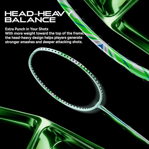 Image of Hundred Carbotek 1000 Badminton Racket | Superlight Head-Heavy Racket for Smash Power | Slim Shaft, Carbon Graphite Shaft & Curve Frame for Better Sweet Spot
