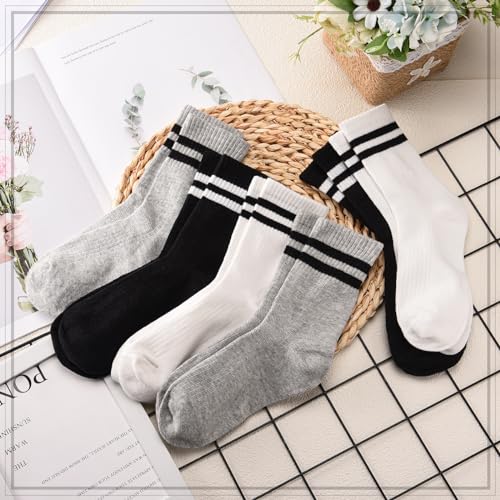 Jspupifip 6 Pairs Children Cotton Socks Boys Crew Socks Kids Sports Striped Girls Boys Cotton Socks School Athletic Socks2
