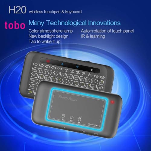 Image of Tobo Mini Wireless Keyboard,H20 Mini Keyboard with Touchpad,Backlit Small Wireless Keyboard,Full Size Touchpad,Handheld IR Remote Keyboard TD-600KM
