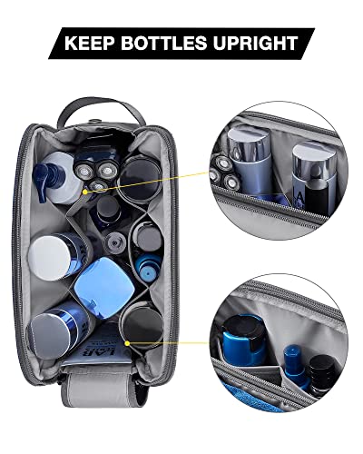 BAGSMART Toiletry Bag for Men, Travel Toiletry Organizer Dopp Kit Water-resistant Shaving Bag for Toiletries Accessories, Door Room Essentials,Grey-large - Image 4