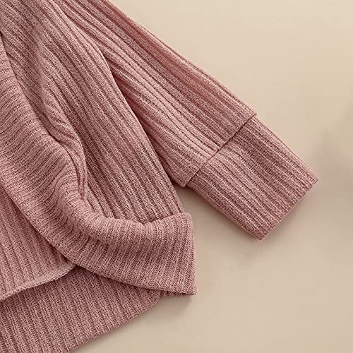 Toddler Baby Girl Open Front Knit Cardigan Jacket Solid Long Sleeve Knitted Sweater Coats Kids Knitwear Fall Outfits (Zz-Pink, 3-4T) #TOP5