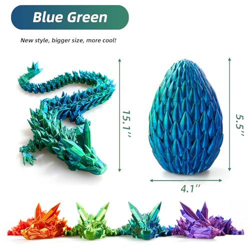 image for ELEFOCUS 3D Printed Dragon Egg, 15Inch Crystal Dragon with Egg,Surpris