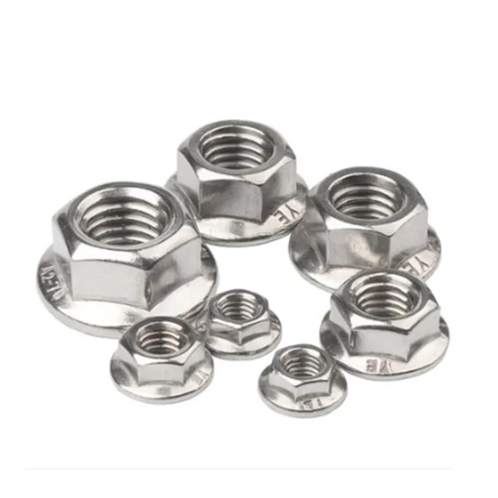 2-10 pezzi M4 M5 M6 M8 M10 M12 in acciaio inossidabile con filettatura inversa, dadi flangiati esagonali, dadi sinistri, inserto di bloccaggio a dentatura rotante(M5 10pcs)