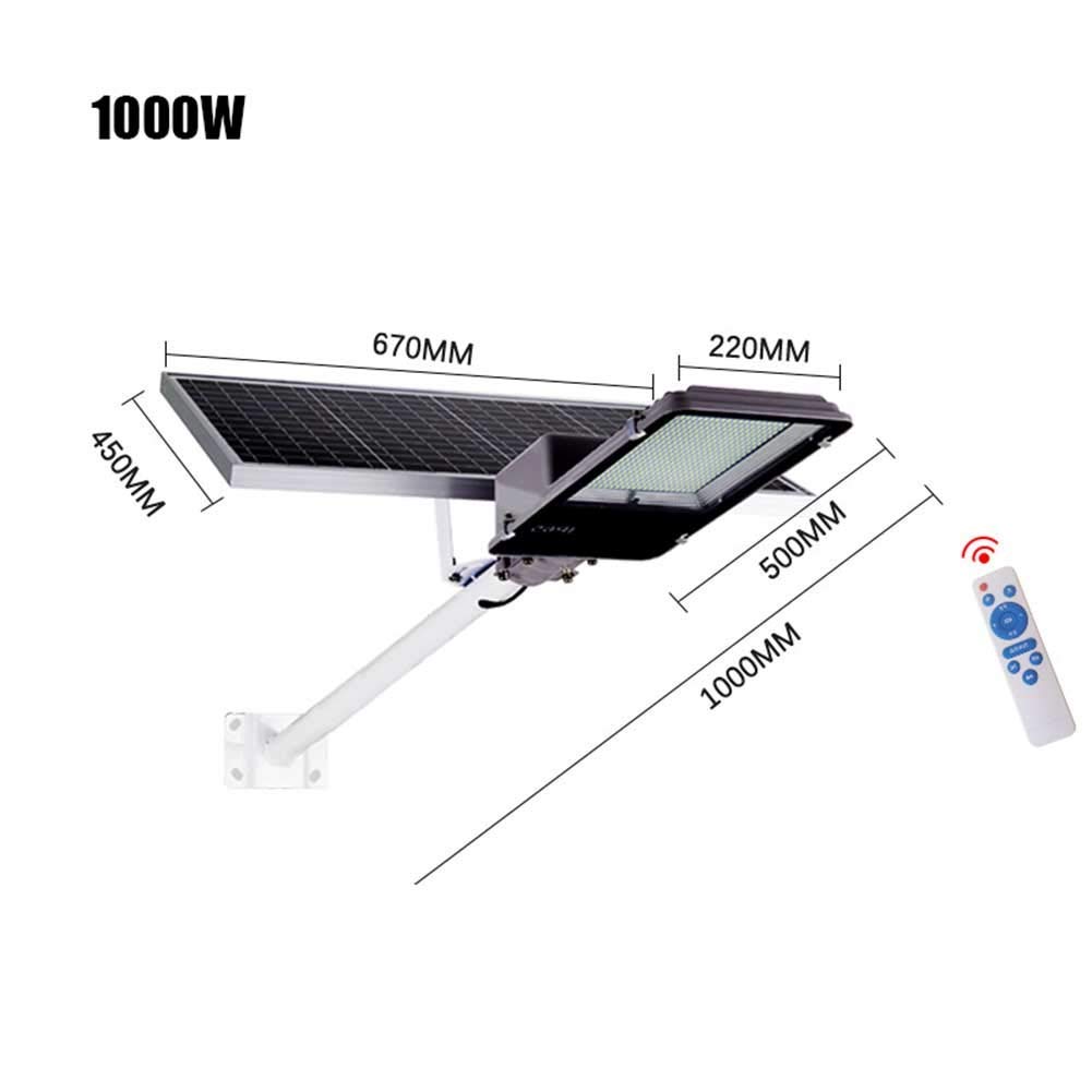 Lampione da esterno, lampione solare a LED da giardino, 500W 600W 1000W 1200W Palo luminoso da esterno dal crepuscolo all'alba con telecomando, impermeabile, ideale per parcheggio, stadio, cortile