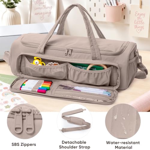Image of AMOIGEE Puff Carrying Case for Cricut Explore 5, Quilted Storage Bag for Die-Cutting Machine, Travel Craft Tote with Pockets for Vinyl, Tools, Mats and Cricut Accessories and Suppliers
