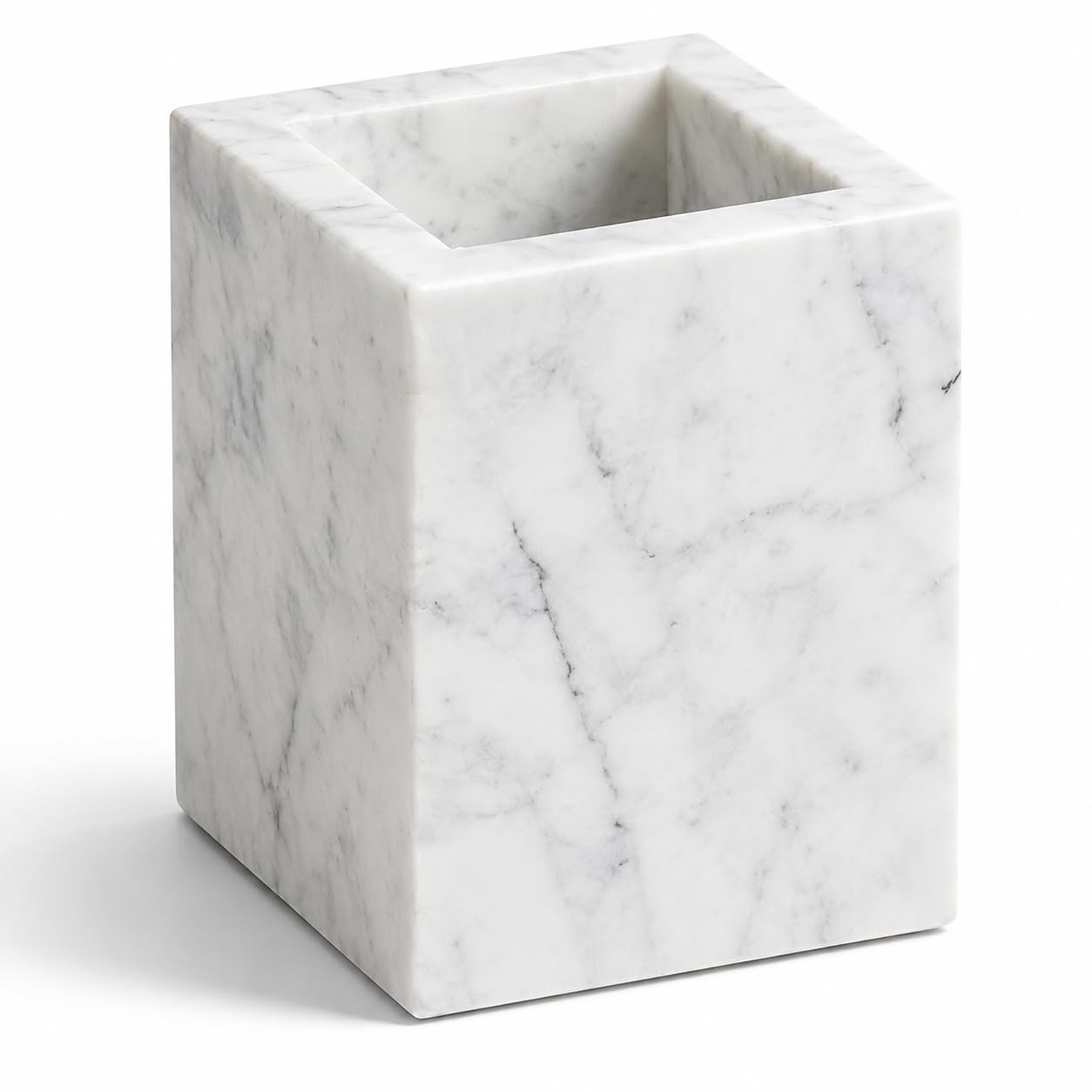 White Marble Pen Holder and Toothbrush Holder for Desk, Bathroom โ image 1