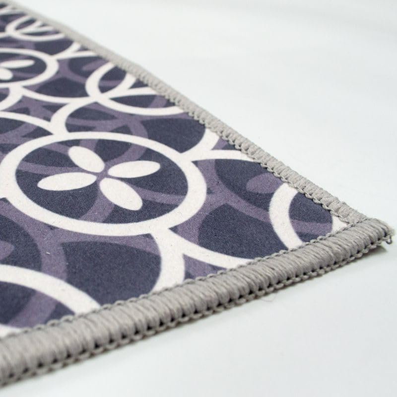 Image of HomeCloud Rectangular Kitchen Mat | Anti-Slip, Soft, Washable, Printed Designs for Floor, Kitchen & Room (6mm Thick) Pack of 2 Contain (1 Large (41 X 122 Cm) 1 Small 41 X 61 Cm) (Leaf Grey)