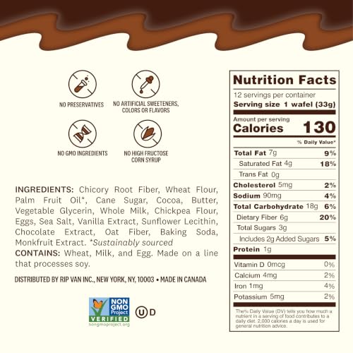 Image of Rip Van Wafels Chocolate Brownie Stroopwafels - Healthy Snacks - Non GMO Snack - Keto Friendly - Office Snacks - Low Sugar (3g) - Low Calorie Snack - 1.16 Ounce (Pack of 24)