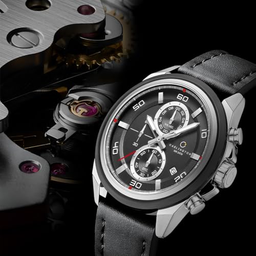Image of Carlington Nitro Analog Chronograph Men's Premium Leather Strap Wrist Watch | Quartz Movement | Water & Shock Resistant Watch for Men | Casual & Formal Wear - CT 8075
