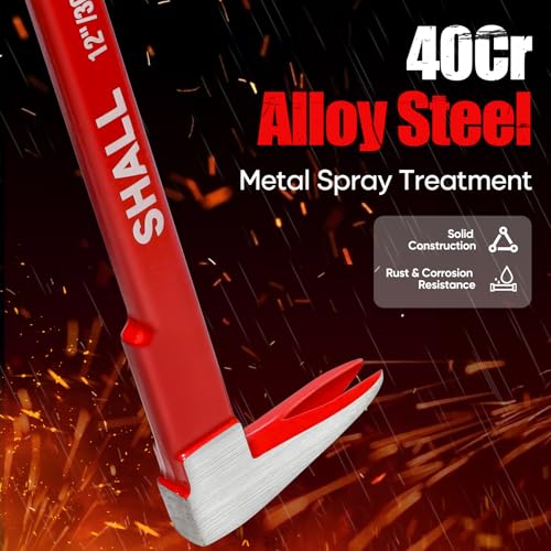 SHALL 3-Piece Nail Puller Tool Set, 12’’, 10’’, 8’’ - Heavy Duty & Mini Cats Paw Pry Bar, Utility Claw Bar, Wonder Bar, 40Cr Alloy Steel Crowbar Tool for Home Remolding & Woodworking - Image 3