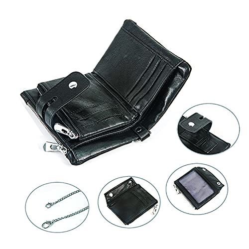 Small Wallet for Women, Rfid Blocking Leather Bifold Zipper Pocket Card Holder Western Vintage Clutch with Chain4