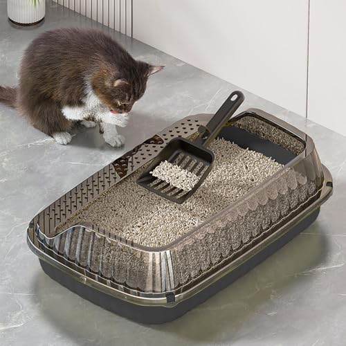 Arenero Semi Cerrado para Gatos Gris Pequeño miniatura 4