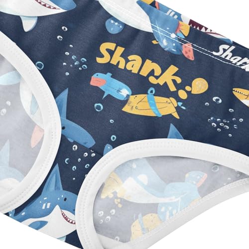 Wusikd Cartoon Sharks Blue Girls' Underwear Cotton Cute Girls Briefs Soft Toddler Underwear 2T4