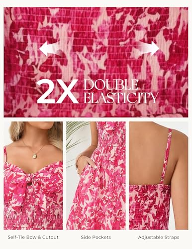 Image of GRACE KARIN Womens Maxi Floral Sundresses Summer Beach Boho Dress Spaghetti Strap Dresses Casual Fashion Clothes with Pockets