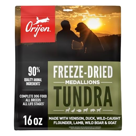 ORIJEN Grain Free High Protein Freeze Dried Dog Food & Topper Tundra Recipe 16oz Bag