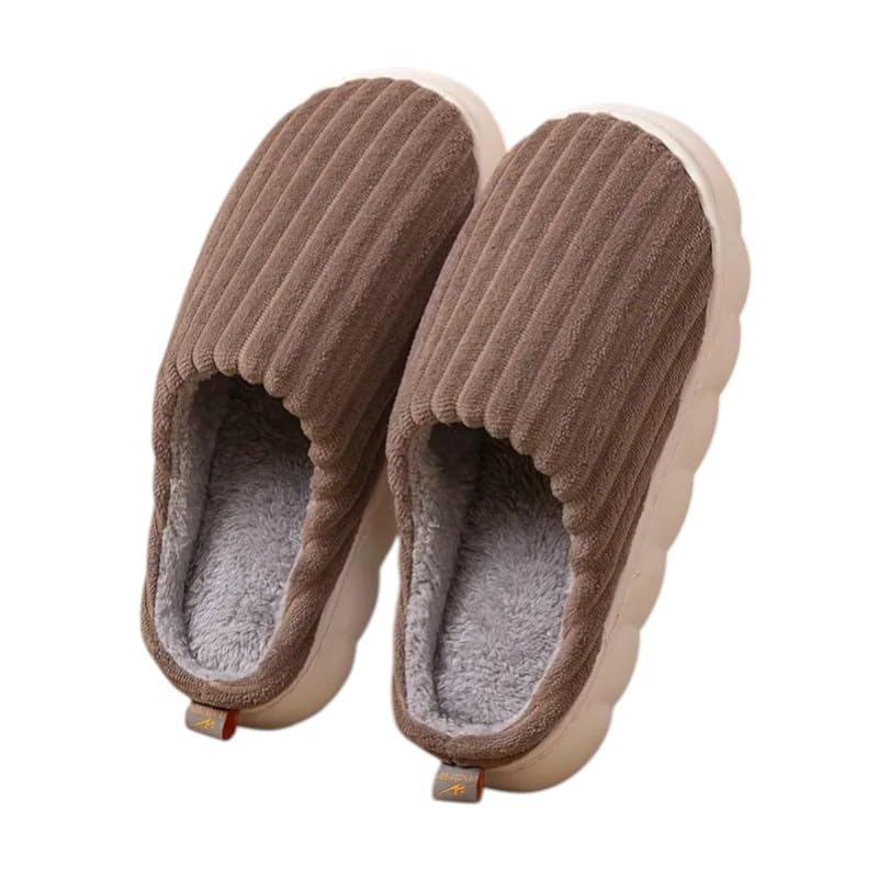 shoemusq Winter Warm Fluffy Slippers for Men & Women | Soft Plush Anti-Slip Indoor Carpet & Room Sliders | Stylish Unisex House Footwear for Boys & Girls (Pack of 1, Size-10-Brown)-picture-17