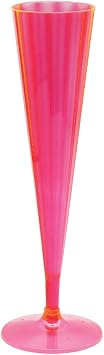 أساسيات الحفلة البلاستيك الصلب قطعتين 5 -Ounce Champagne Flutes، Neon Pink، 10 Count