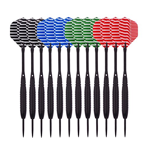 Wolftop 12 Pack Steel Tip Darts 23 Grams, Professional Darts Metal Tip Set with Aluminum Shafts, Standard Flights, Rubber O'Rings and Extra Dart Sharpener
