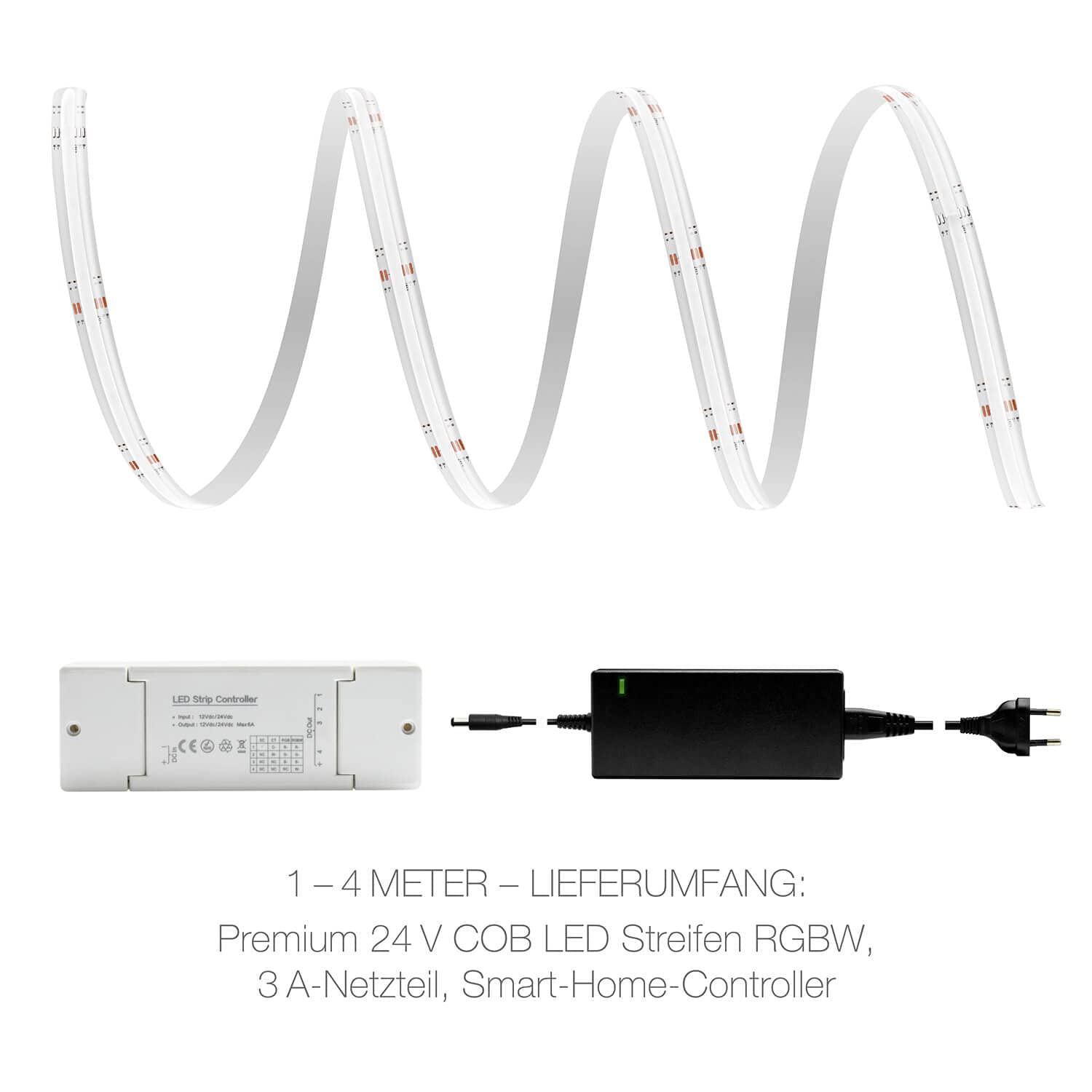 LED Universum Tira LED COB Smart Home Set RGB-W con controlador Zigbee y fuente de alimentación, filamento premium, 24 V, tira LED IP20 RGB-WW multicolor (3 metros)