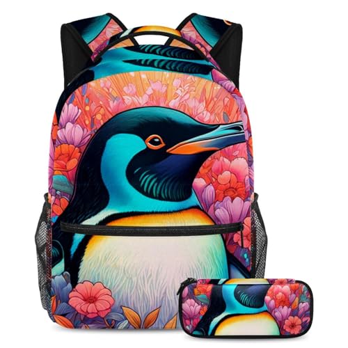 Ensemble sac à dos raton laveur multicolore #08 avec sa trousse assortie solide