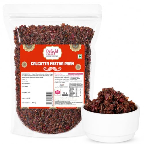 Image of Delight Foods Calcutta Meetha Paan Mukhwas 800g | Premium Mouth Freshener Digestive | Authentic Kolkata Sweet Paan Mix with Gulkand, Fennel Seeds (Saunf) Real Betel Leaf | No Supari | Refreshing After Meal Pan Mukhwas