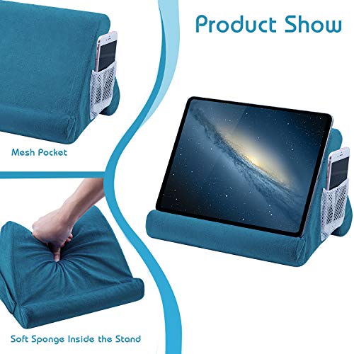 Mcbazel Tablet Pillow Stand for IPad Cushion Stand, Soft Multi-Angle Phone Pillow Lap Stand Holder for Tablet/iPad/E-Reader - Lake Blue