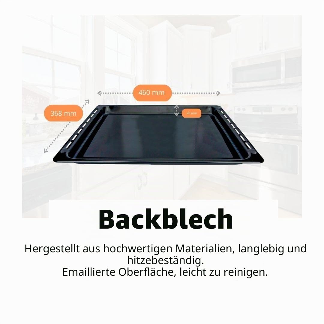 Recamania Grillrost & Backblech Set 370x460 mm kompatibel mit Teka Backöfen | 2-teiliges Set aus emailliertem Backblech & Metallgrill | Ersatz für Standard-Ofenmodelle
