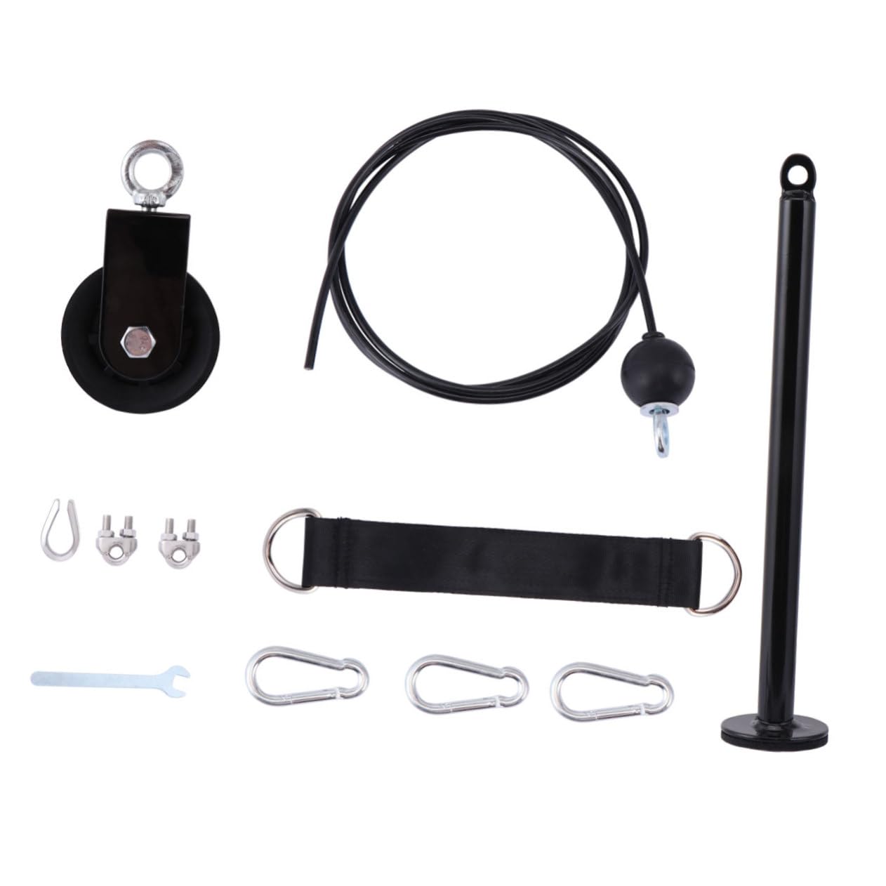 INOOMP Kit de Poleas de Entrenamiento DIY de Metal Negro 1 Juego | Sistema de Alta Resistencia, Ligero y Fácil de Instalar, para Entrenamiento de Fuerza en Casa