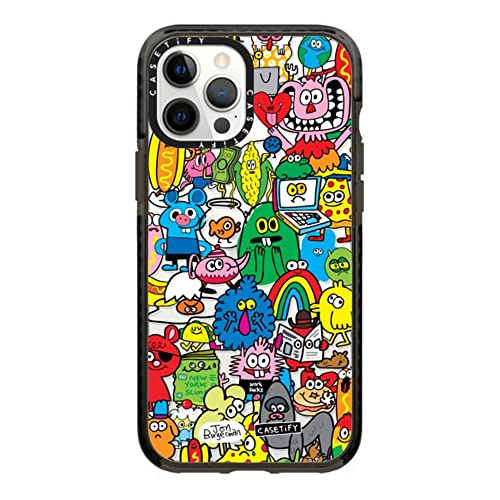CASETiFY �C���p�N�g�P�[�X iPhone 12 Pro Max - Fun Friends By Jon Burgerman - �N���A �u���b�N