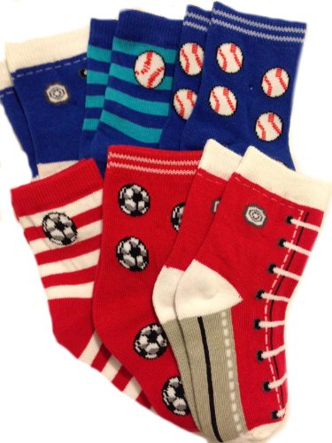 Nicky Noodles Little Boys' 6 Pack Quarter Socks - Sport (6-7)