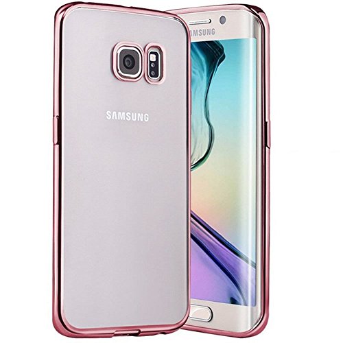 Galaxy S7 Edge Case, YEONPHOM Metal Plating TPU Bumper and Scratch Resistant Transparent Clear Flexible Silicone Back Protective Case for Samsung Galaxy S7 Edge （Rose Gold）