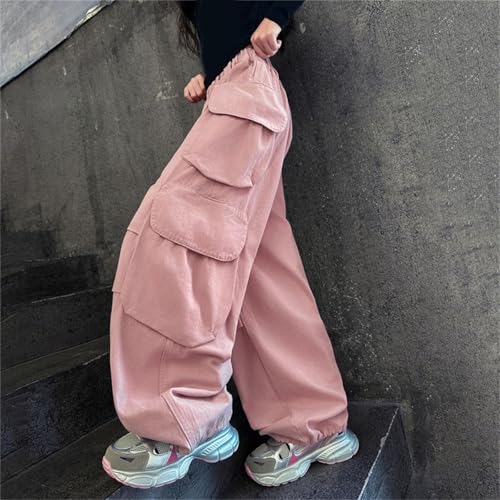 Girl Classic Cargo Jeans Stretch High Wide Leg Hiking Walking Denim Jean Pants Workwear Bottoms Hip Hop Streetwear3