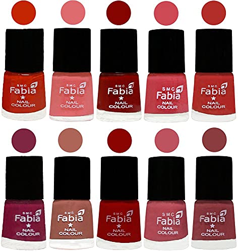 Image of SMC Fabia ALL IN ONE (PACK OF 10), Long Lasting Glossy Nail Polish, 6 ml Each, All Vibrant Colours,02320