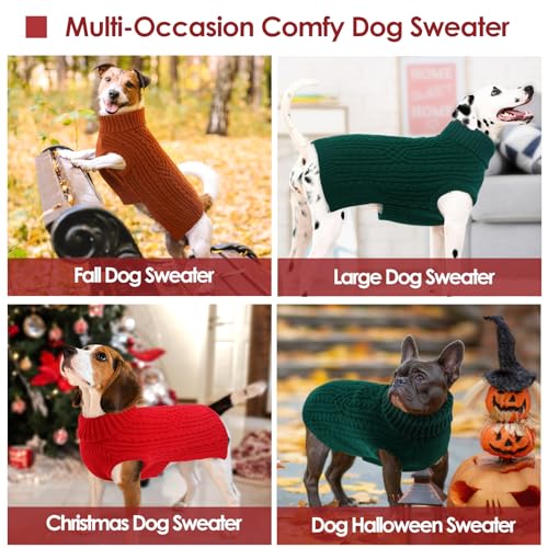 Image of AOFITEE Small Christmas Dog Sweater, Dog Sweaters for Small Dogs Girl Boy, Warm Sweater for Dogs, Pet Sweater with Harness Hole for Fall Winter, Stretchy Pullover for Yorki, Chihuahua, Maltipoo, Red S
