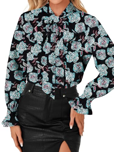Image of LYANER Women's Bow Tie Neck Business Work Blouse