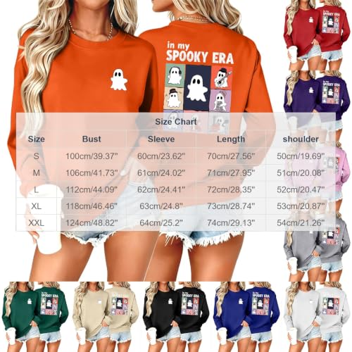 Womens Cute Ghost Plant Crewneck Sweatshirt Front‑Back Print Halloween Top - image 4