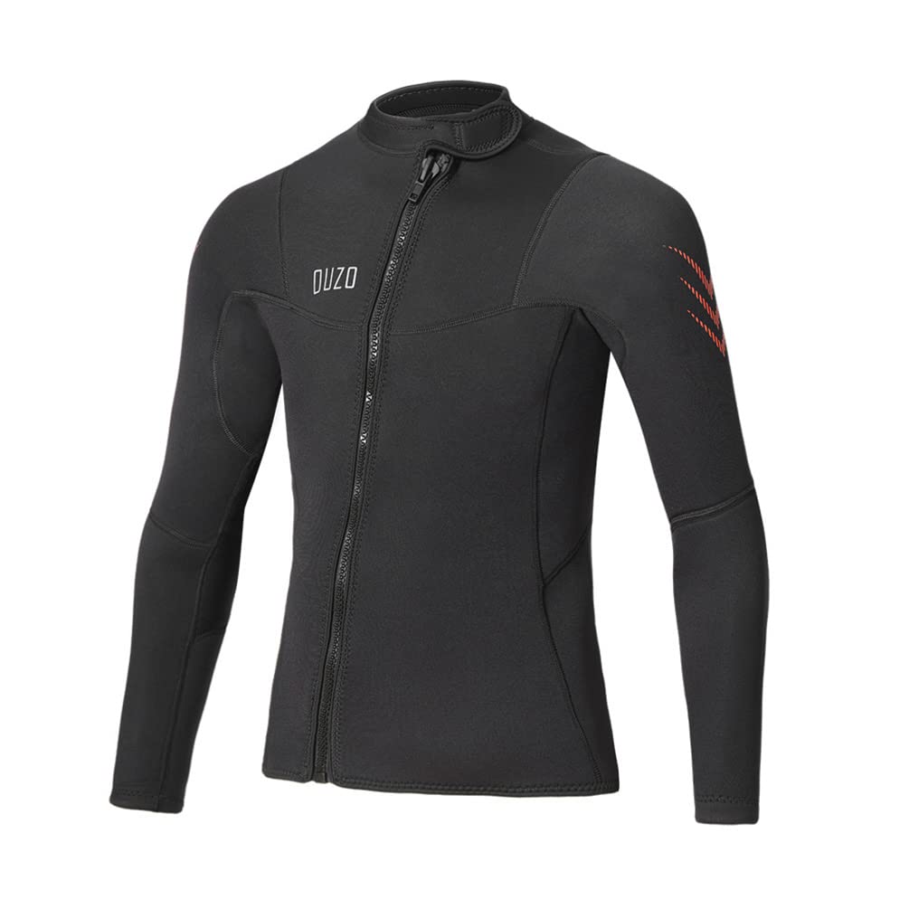 Homme Veste de Plongée 3MM Néoprène Combinaison de Plongée Top Snorkeling Surf Stretch Fermeture éclair Avant Manches Longues Chaud Confortable Vetement Plongée