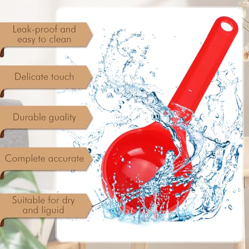Image of Teenyyou 10 Pcs 2 oz Foodservice Products Measure Spoon with Short Handle Measuring Scoop Miser Food Grade Solid Portion Control Spoon for Oatmeal Creatine Coffee Grains Spices Powders(Red)