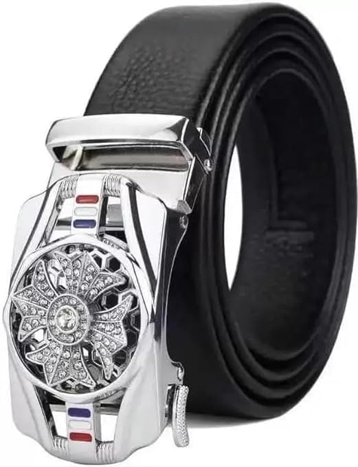 4286/ Trendy Unisex Artificial Leather Belt, Boys Belt for Casual or Formal Classic Designs for Work & Business Casual (Black)-image-10