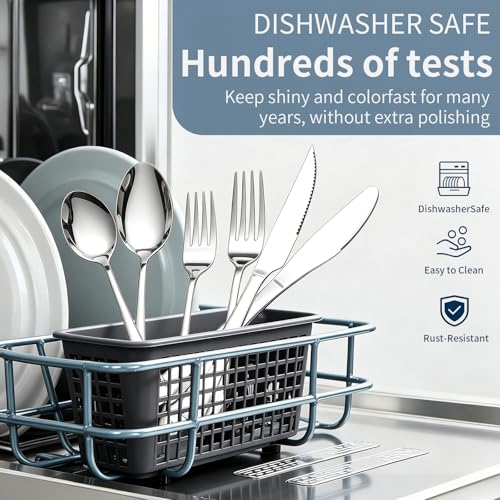 GPY 24-Piece Silverware Set with Steak Knives Nickel Free Cutlery Set for 4 - image 6