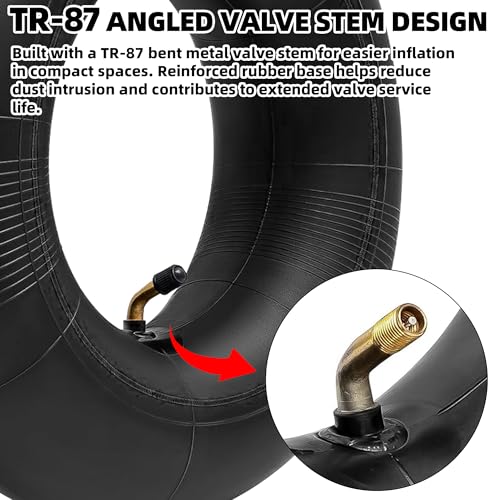 Image of AR-PRO 4.10 /4.00 /3.50-6 Inner Tubes with TR-87 Bent Valve, Replacement 13x4.00-6 Heavy-Duty Tubes for Lawn Mowers, Tractors, Wheelbarrows, Hand Trucks, Yard Trailers, Snow Blowers and More - 2 Pack