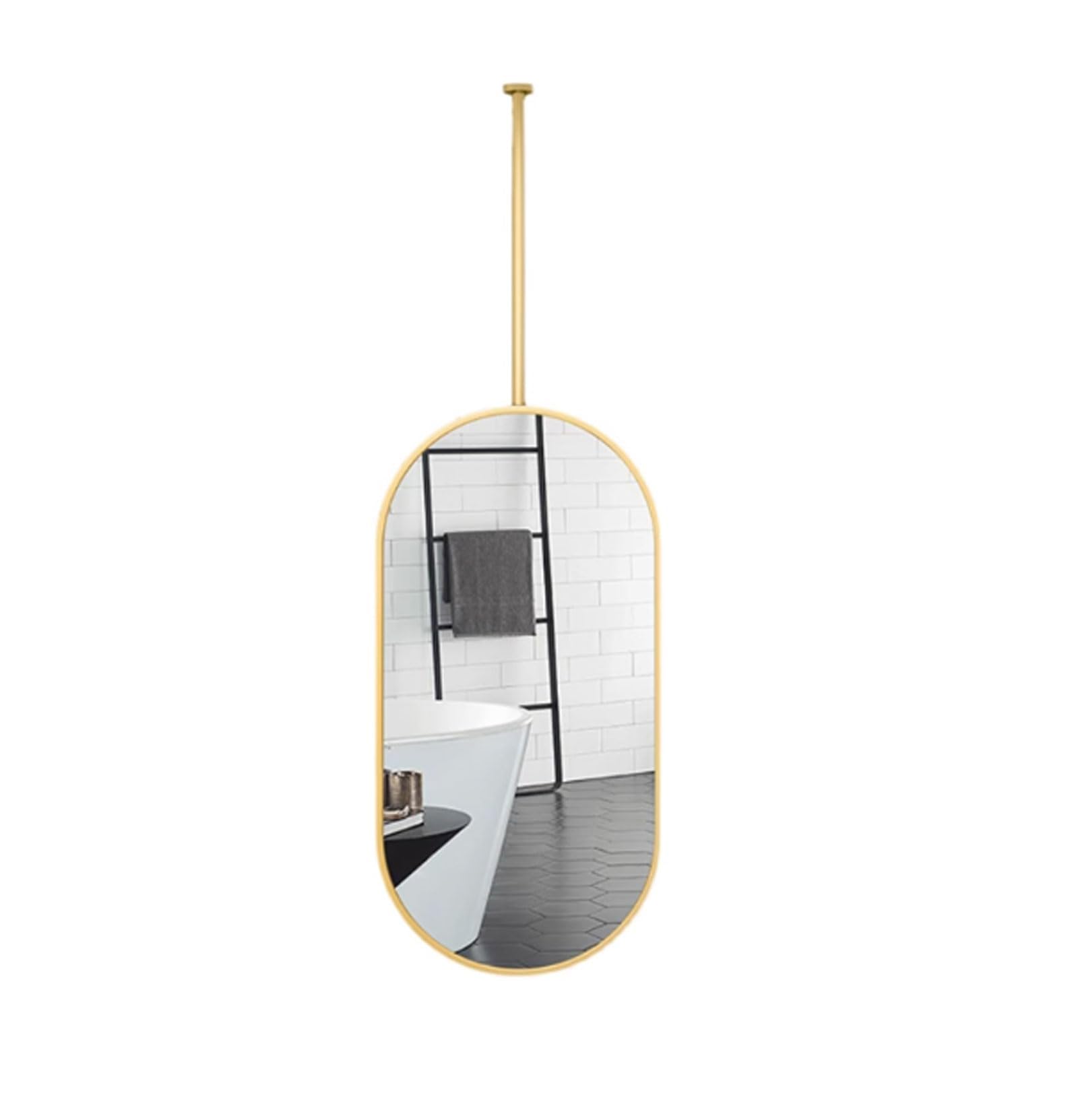FGXHHS Ceiling Oval Floating Mirror With Metal Frame, Suitable For Living Room Cloakroom Entrance Decorative Bathroom Vanity Mirror, Clear And Practical(40cmx60cm)