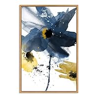 SIGNWIN Framed Canvas Wall Art Blue Flower Canvas Prints Home Artwork Decoration for Living Room,Bedroom - 16x24 inches