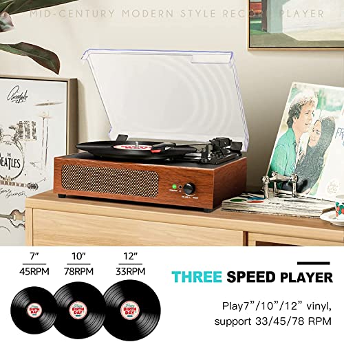 Platine Vinyle avec Haut Parleur, Platine Vinyle Vintage pour disques vinyles, Prise en Charge 3 Vitesses, Lecture sans Fil, entrée AUX, Ligne RCA LP lecteurs vinyles Orange de blé - Les Beatles, Paul McCartney, John Lennon, RIngo Starr, George Harrison Platine Vinyle avec Haut Parleur, Platine Vinyle Vintage pour disques vinyles, Prise en Charge 3 Vitesses, Lecture sans Fil, entrée AUX, Ligne RCA LP lecteurs vinyles Orange de blé – Image 4