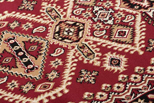 Carpeto Rugs Teppich Orientalisch Rot Klassisch Muster Kurzflor Öko-Tex Wohnzimmer 70 x 140 cm – Bild 8