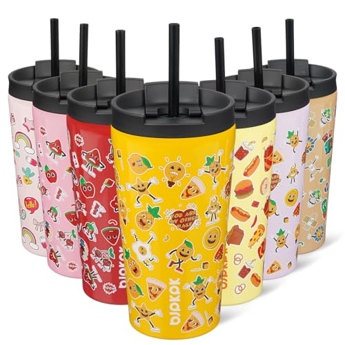 Image of BJPKPK 18 oz Coffee Tumbler with Straw, Insulated Stainless Steel Cup